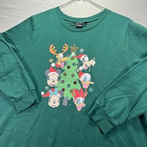 Disney Christmas Sweater Womens Plus 18 20 Green Pullover Fleece Holiday